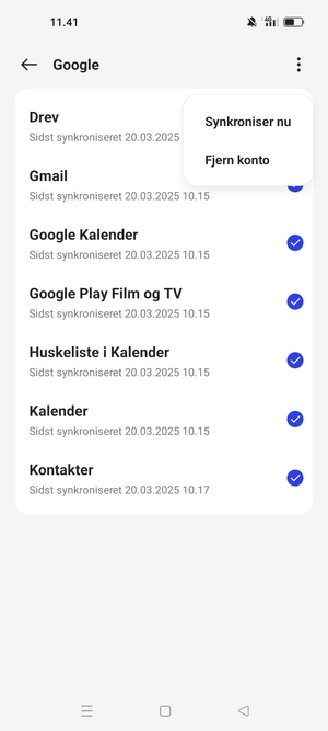 Vælg Synkroniser nu
