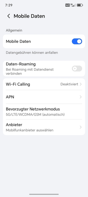 Wählen Sie APN