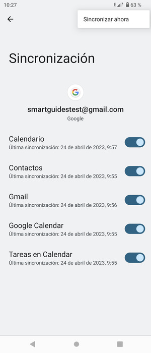 Seleccione Sincronizar ahora