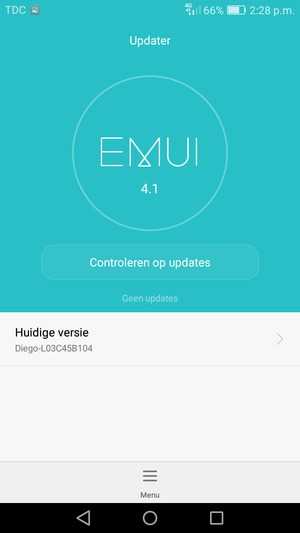 Als uw telefoon up-to-date is, zult u het volgende scherm zien