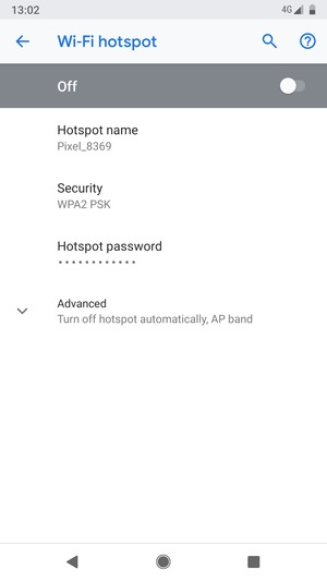 Select Hotspot password