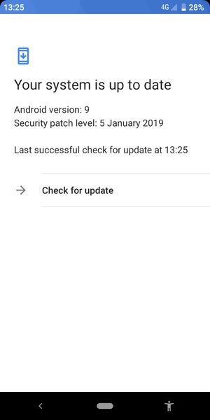 If your phone is up to date, you will see the following screen