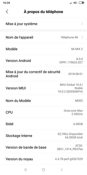 Sélectionnez Mise à jour système
