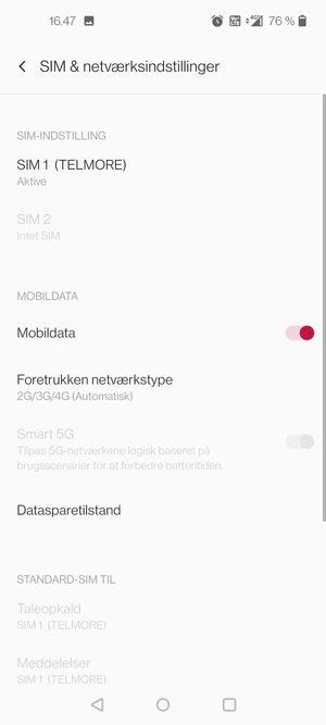 Vælg Foretrukken netværkstype