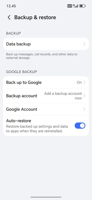 Select Backup account