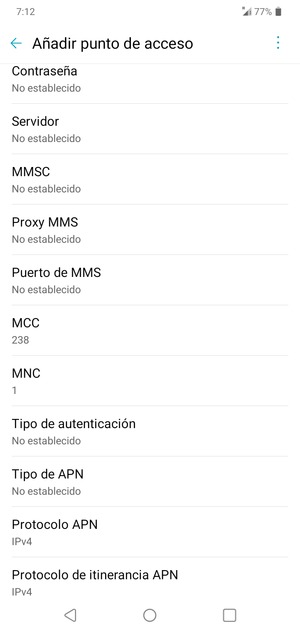 Desplácese hacia abajo e introduzca la información MMS