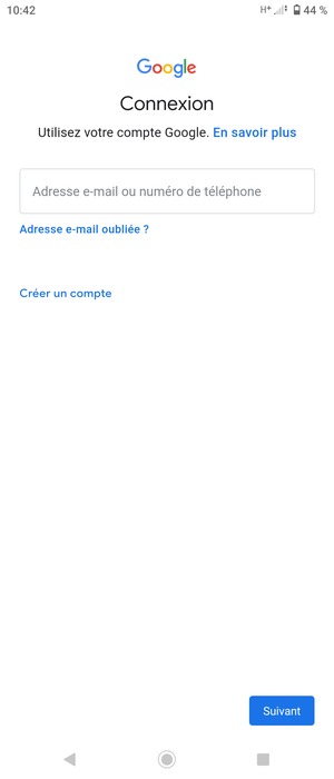 Saisissez votre adresse Gmail et sélectionnez Suivant