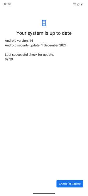 If your phone is up to date, you will see the following screen