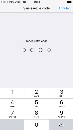 Saisissez votre mot de passe pour le verrouillage du téléphone s'il est déjàactivé sur celui-ci
