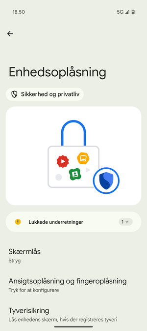 Vælg Skærmlås