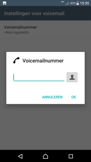 Voer het Voicemailnummer in en selecteer OK
