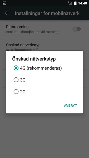 Tryck på ditt föredragna alternativ
