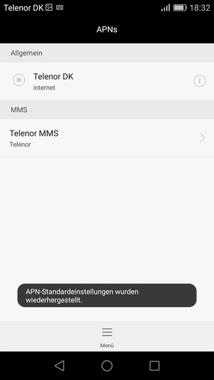 Ihr Handy wird auf Standard-Einstellungen für Internet und MMS zurückgestellt