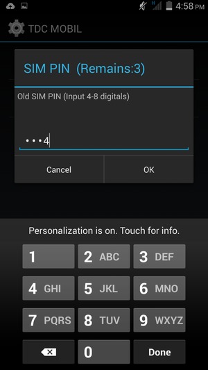Enter your Old SIM PIN and select OK