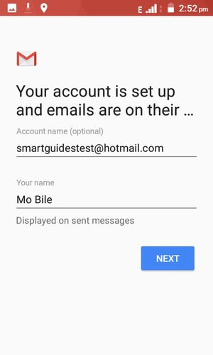Give your account a name and enter your name. Select NEXT