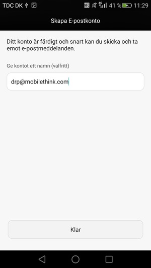 Ge ditt konto ett namn och välj Klar