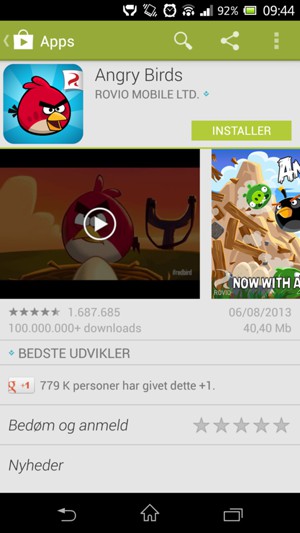Vælg INSTALLER