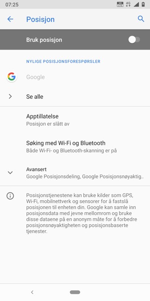 Slå av Bruk posisjon