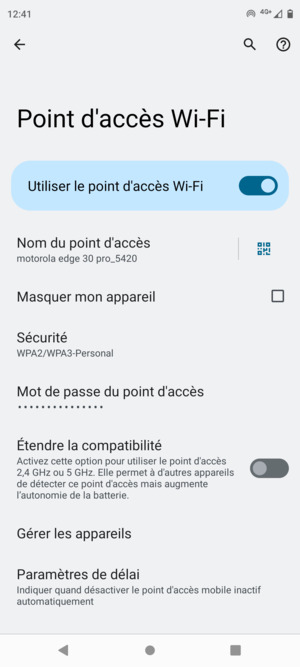 Votre téléphone est maintenant configuré pour être utilisé comme modem