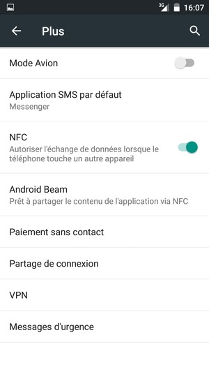 Sélectionnez Partage de connexion