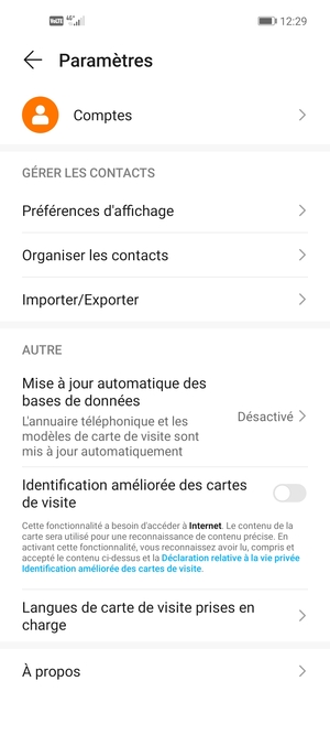 Sélectionnez Importer/Exporter
