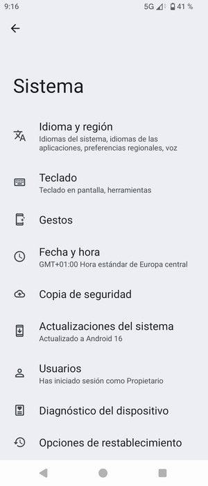Seleccione Actualizaciónes del sistema