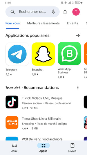 Sélectionnez la barre de Recherche