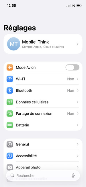 Sélectionnez Compte Apple, iCloud et autres