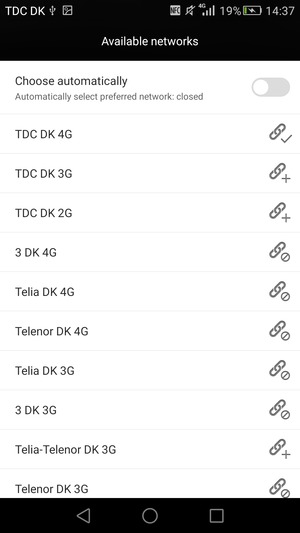 Select a network operator from the list
