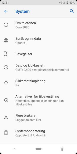 Velg Systemoppdatering