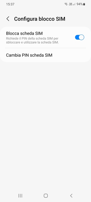 Seleziona Cambia PIN scheda SIM