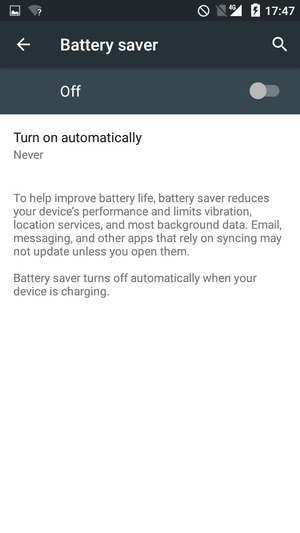 Turn Battery saver on