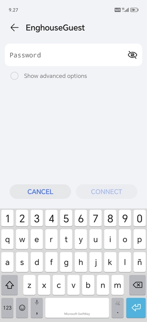 Enter the Wi-Fi password and select CONNECT