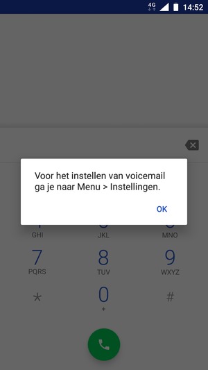 Als uw voicemail niet geïnstalleerd is, selecteert u OK