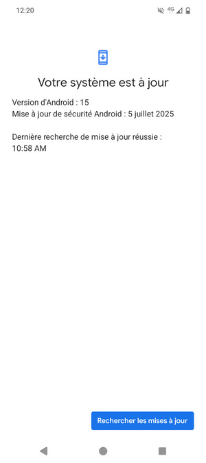 Si votre téléphone est à jour, vous verrez l'écran suivant