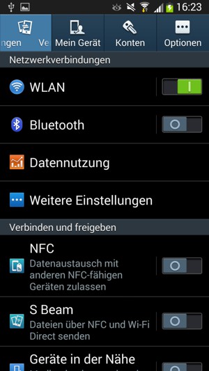 Wählen Sie Optionen