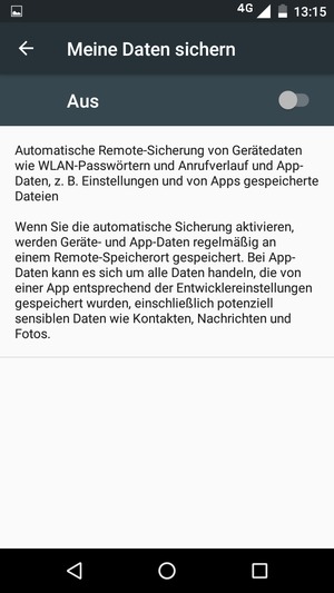Schalten Sie Meine Daten sichern ein
