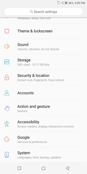 Scroll to and select Security & location