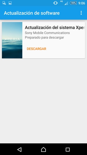 Si el teléfono no está actualizado, verá la siguiente pantalla. Seleccione DESCAGAR.