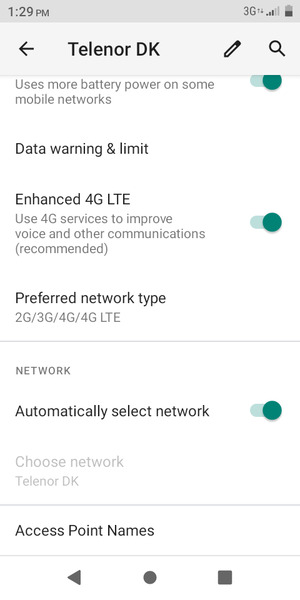Scroll to and select Access Point Names