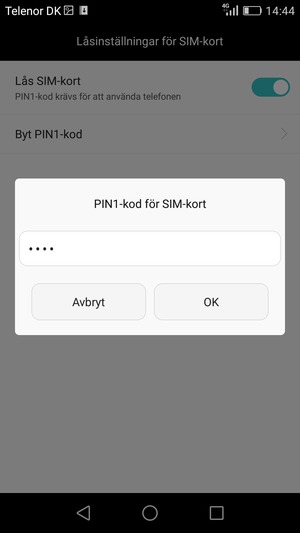 Ange din Gamla PIN-kod för SIM-kort och välj OK