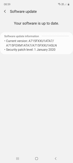 If your phone is up to date, you will see the following screen.