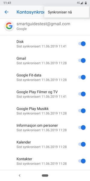 Velg Synkroniser nå