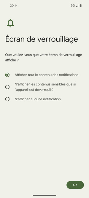 Sélectionnez votre option préférée et sélectionnez OK