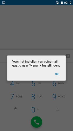 Als uw voicemail niet geïnstalleerd is, selecteert u OK