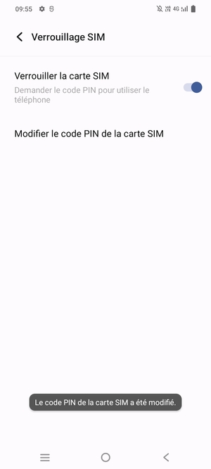 Votre Code PIN de la carte SIM a été modifié