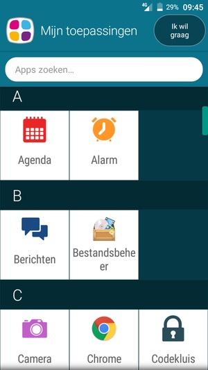 Scroll naar en selecteer Berichten