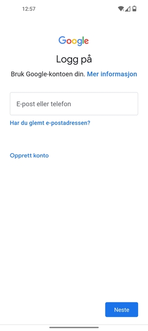 Skriv inn din Gmail-adresse og velg Neste