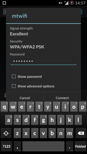 Enter the Wi-Fi password and select Connect