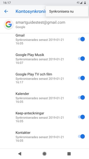 Välj Synkronisera nu
